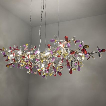 Kristall-Kronleuchter an Schnur 13xG9/40W/230V bunt