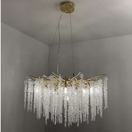 Kristall-Kronleuchter an Schnur 13xG9/40W/230V golden