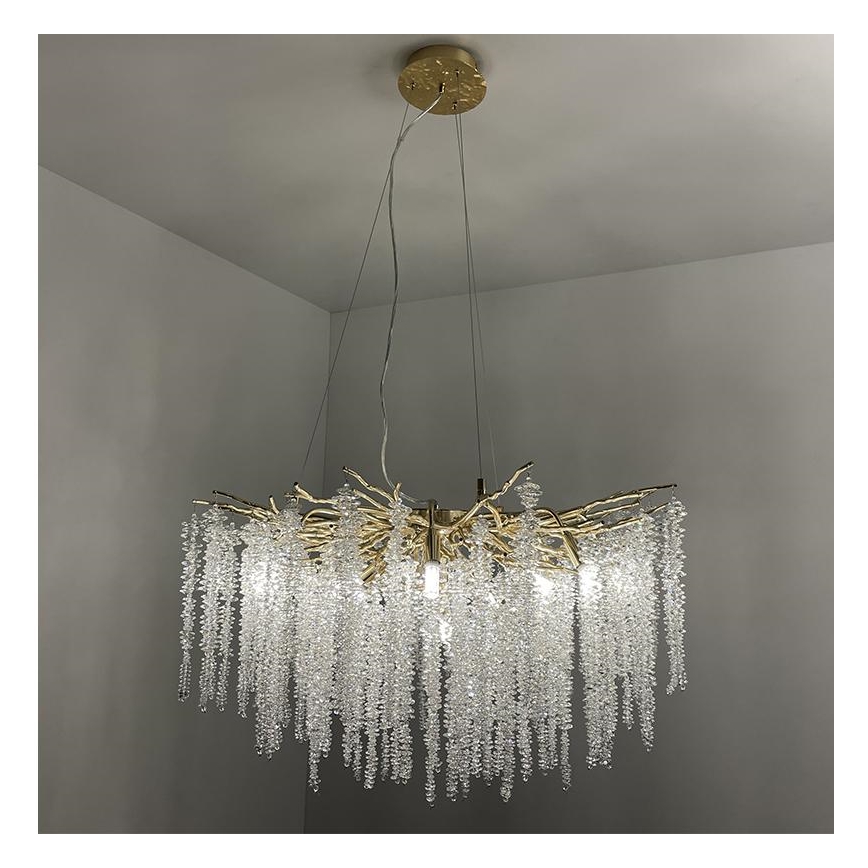 Kristall-Kronleuchter an Schnur 13xG9/40W/230V golden
