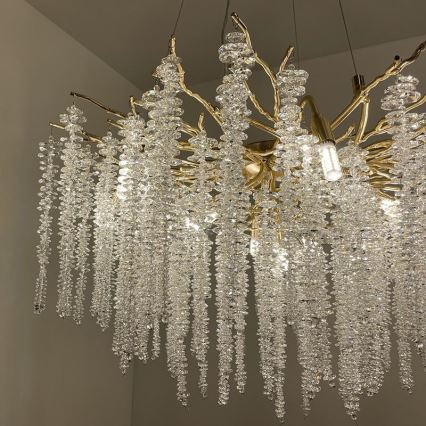 Kristall-Kronleuchter an Schnur 13xG9/40W/230V golden