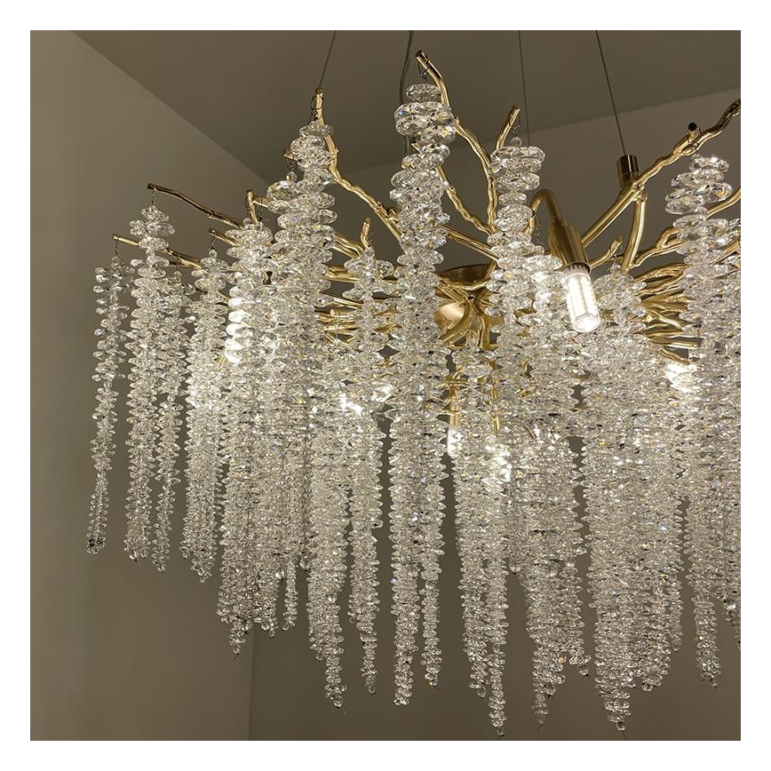 Kristall-Kronleuchter an Schnur 13xG9/40W/230V golden