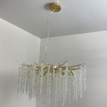 Kristall-Kronleuchter an Schnur 13xG9/40W/230V golden