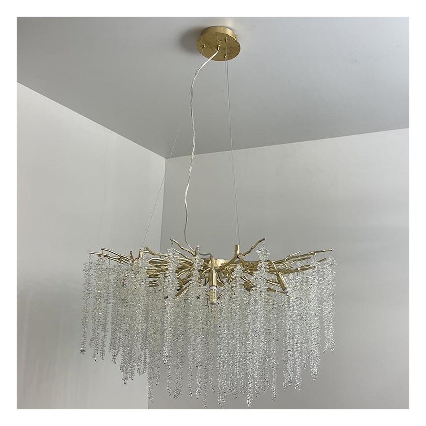 Kristall-Kronleuchter an Schnur 13xG9/40W/230V golden