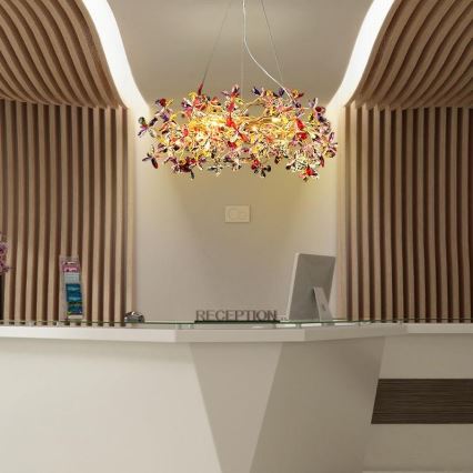 Kristall-Kronleuchter an Schnur 16xG9/40W/230V bunt