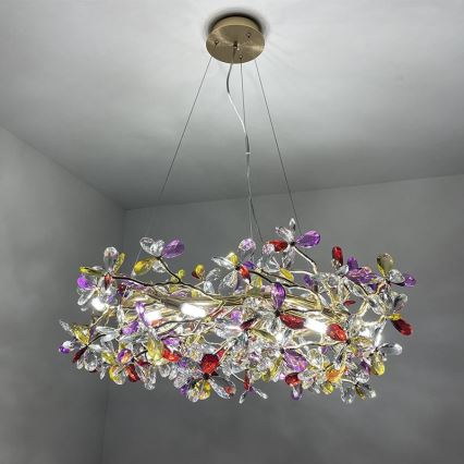 Kristall-Kronleuchter an Schnur 16xG9/40W/230V bunt
