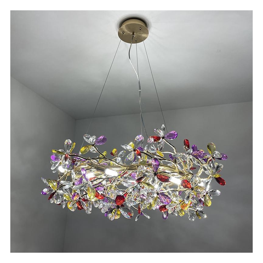 Kristall-Kronleuchter an Schnur 16xG9/40W/230V bunt