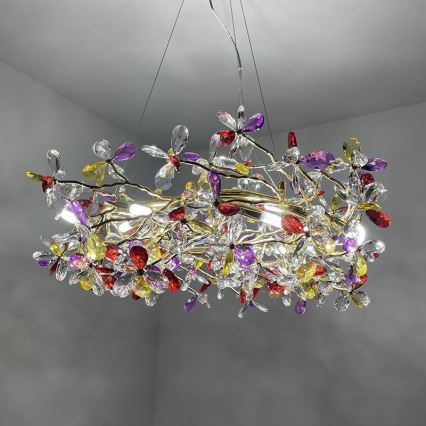 Kristall-Kronleuchter an Schnur 16xG9/40W/230V bunt