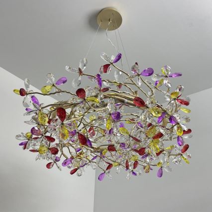 Kristall-Kronleuchter an Schnur 16xG9/40W/230V bunt