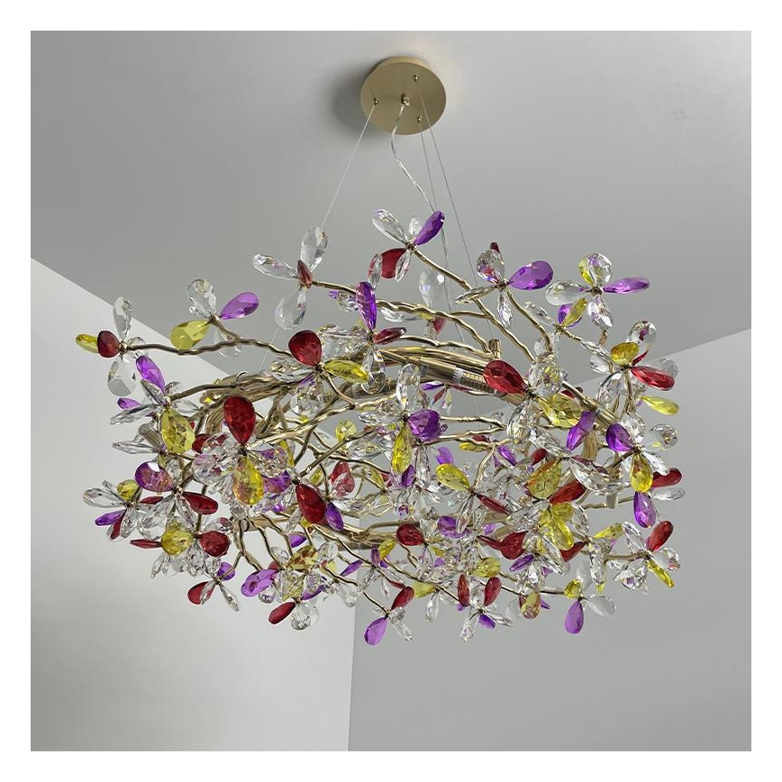 Kristall-Kronleuchter an Schnur 16xG9/40W/230V bunt