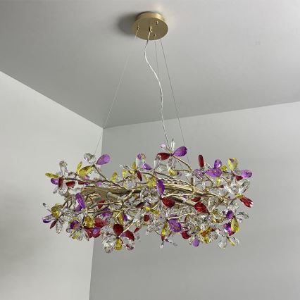 Kristall-Kronleuchter an Schnur 16xG9/40W/230V bunt