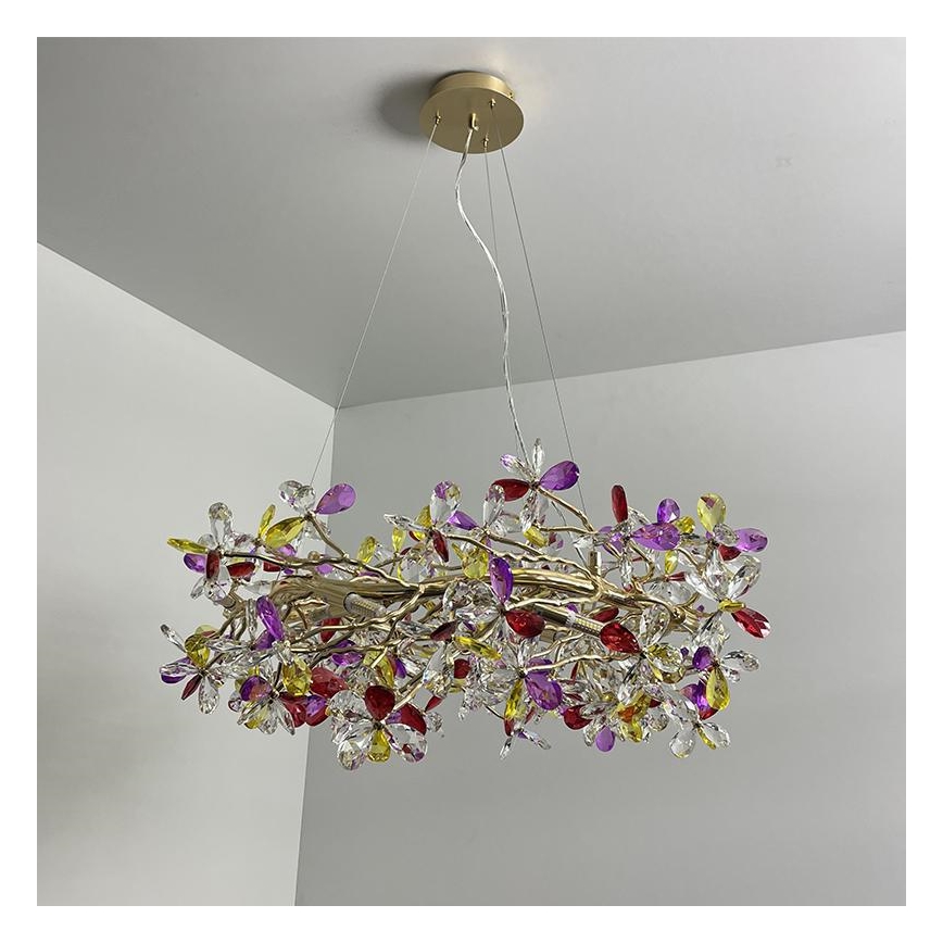 Kristall-Kronleuchter an Schnur 16xG9/40W/230V bunt