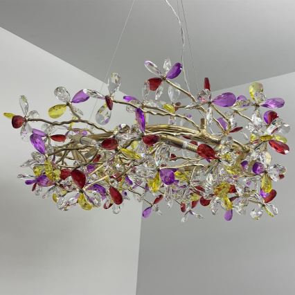 Kristall-Kronleuchter an Schnur 16xG9/40W/230V bunt