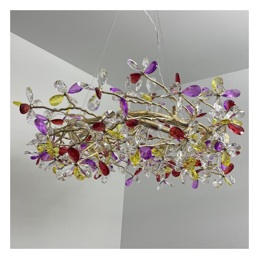 Kristall-Kronleuchter an Schnur 16xG9/40W/230V bunt