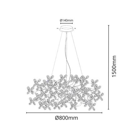 Kristall-Kronleuchter an Schnur 16xG9/40W/230V bunt