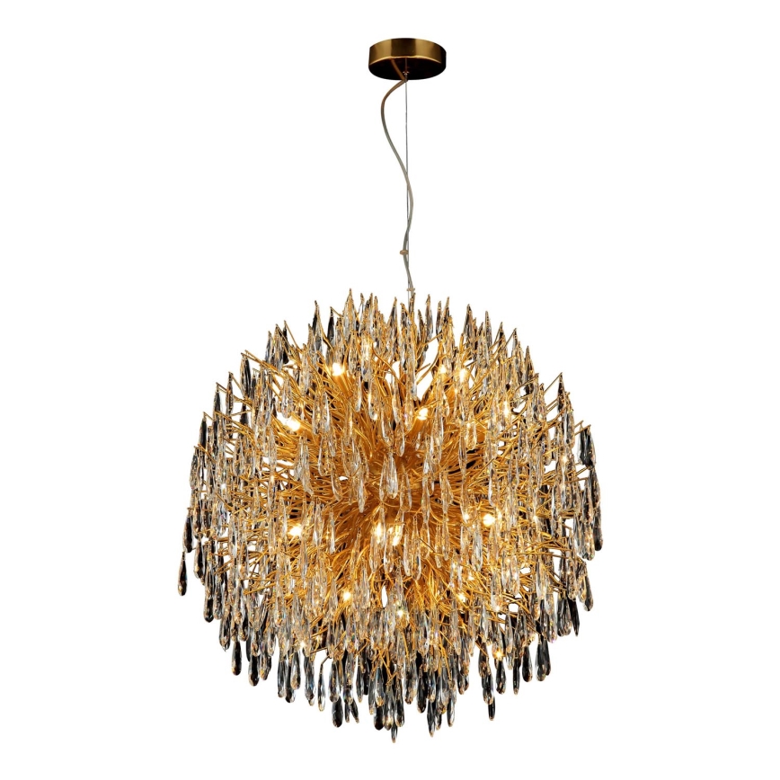 Kristall-Kronleuchter an Schnur 24xG9/40W/230V golden