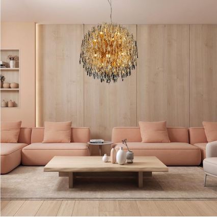 Kristall-Kronleuchter an Schnur 24xG9/40W/230V golden