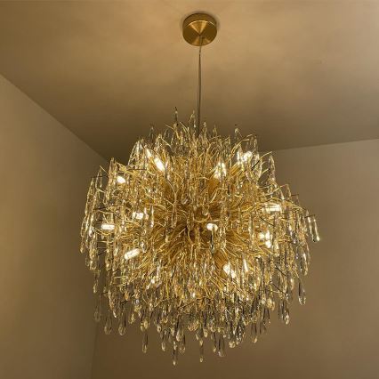 Kristall-Kronleuchter an Schnur 24xG9/40W/230V golden