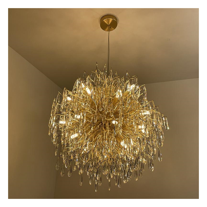 Kristall-Kronleuchter an Schnur 24xG9/40W/230V golden