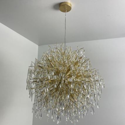 Kristall-Kronleuchter an Schnur 24xG9/40W/230V golden