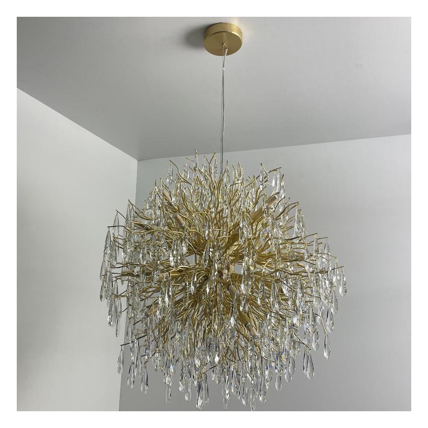 Kristall-Kronleuchter an Schnur 24xG9/40W/230V golden