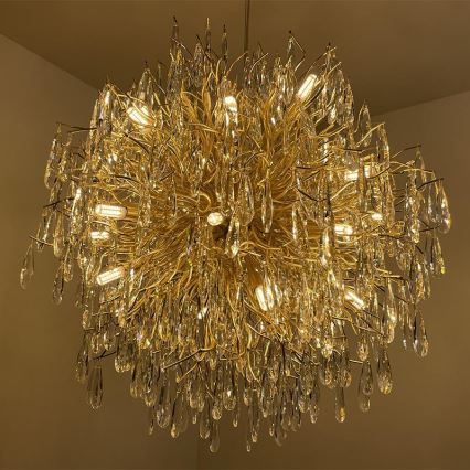 Kristall-Kronleuchter an Schnur 24xG9/40W/230V golden