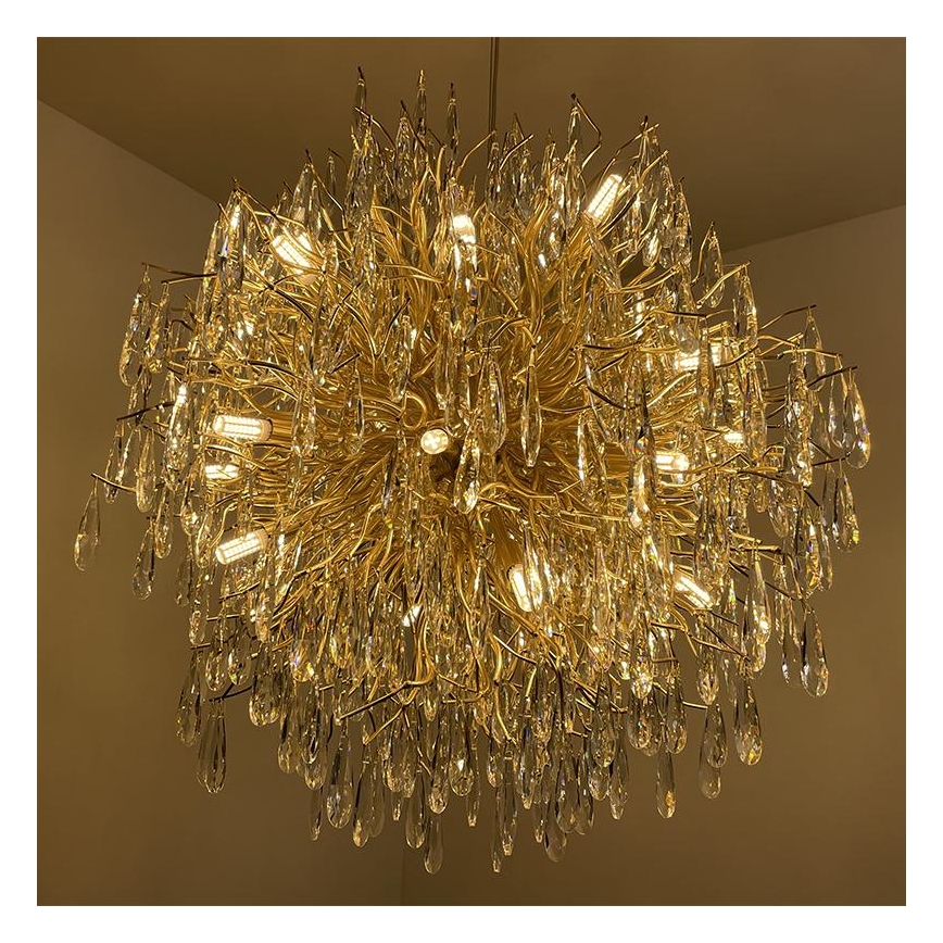 Kristall-Kronleuchter an Schnur 24xG9/40W/230V golden