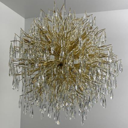 Kristall-Kronleuchter an Schnur 24xG9/40W/230V golden