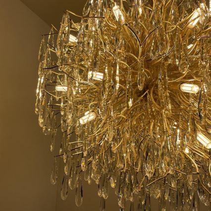 Kristall-Kronleuchter an Schnur 24xG9/40W/230V golden