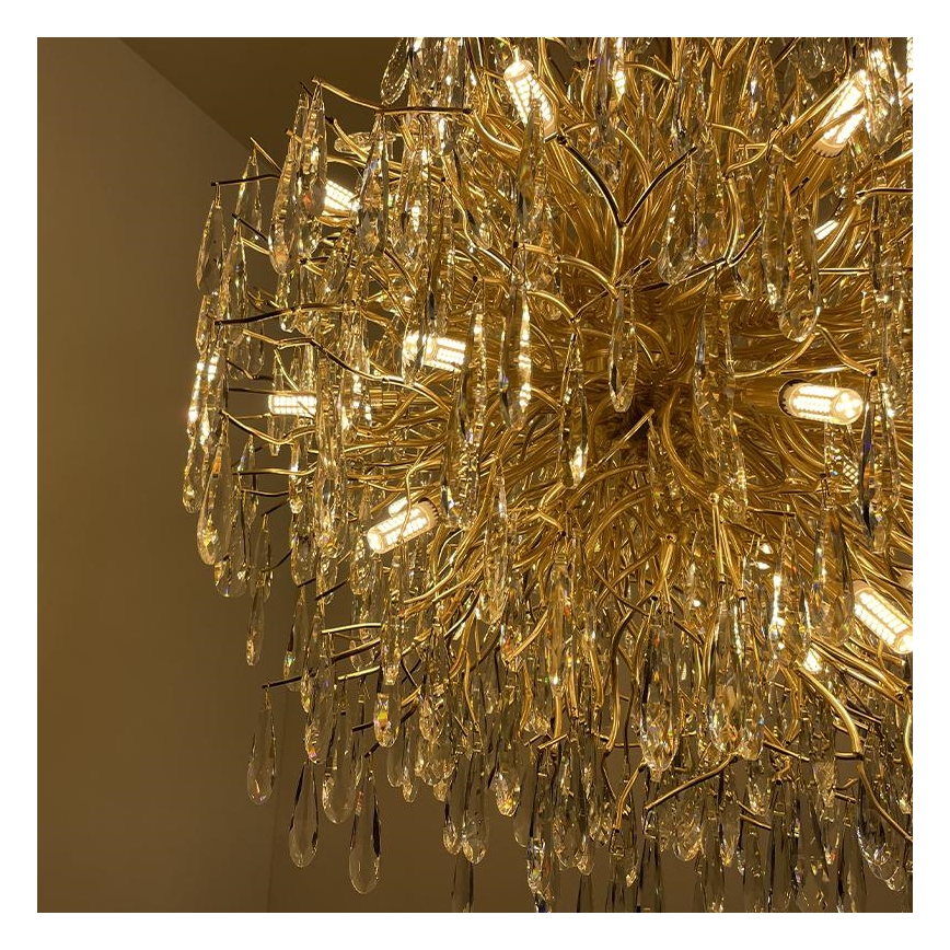Kristall-Kronleuchter an Schnur 24xG9/40W/230V golden
