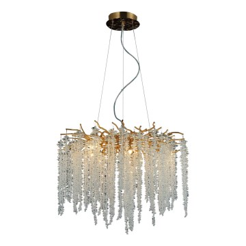 Kristall-Kronleuchter an Schnur 9xG9/40W/230V golden