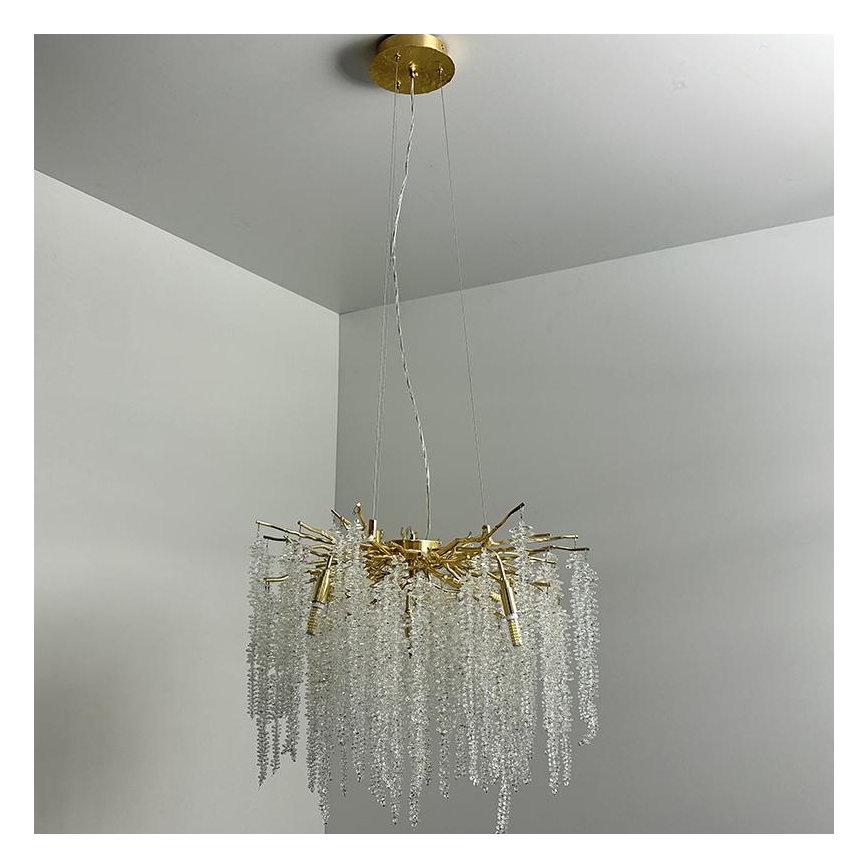 Kristall-Kronleuchter an Schnur 9xG9/40W/230V golden