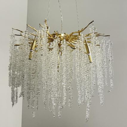 Kristall-Kronleuchter an Schnur 9xG9/40W/230V golden
