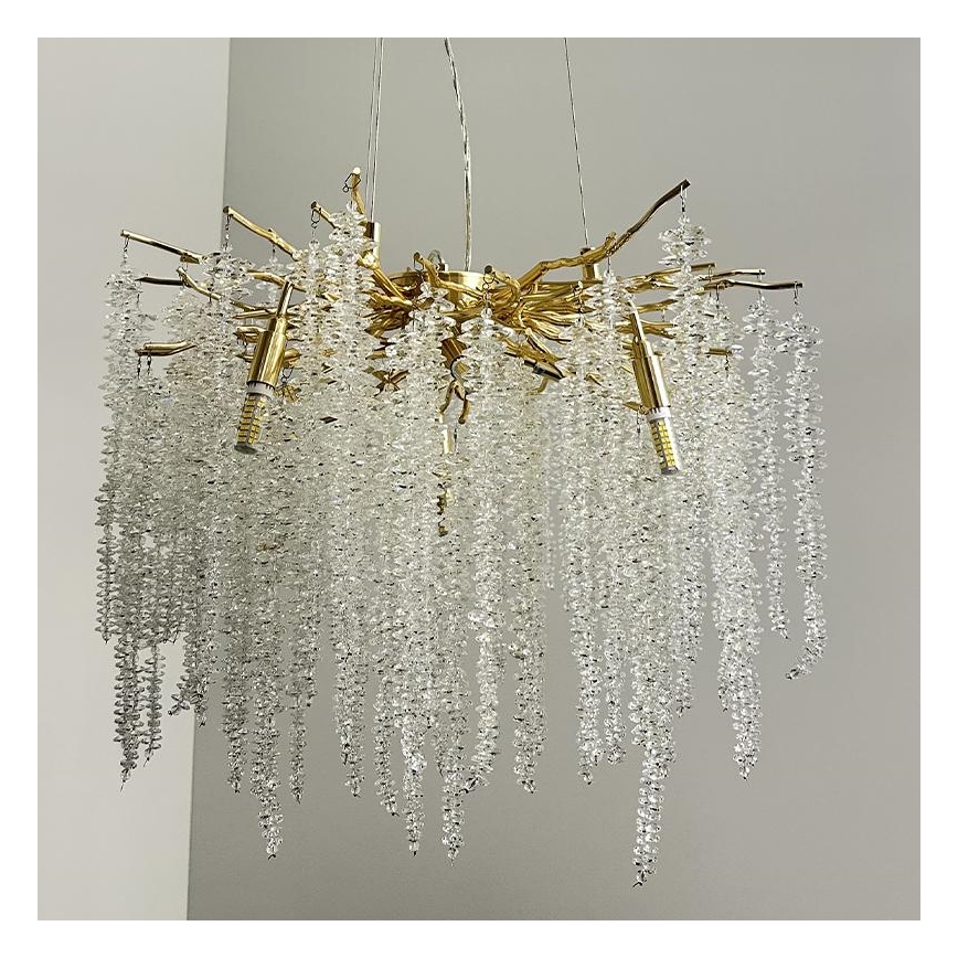 Kristall-Kronleuchter an Schnur 9xG9/40W/230V golden