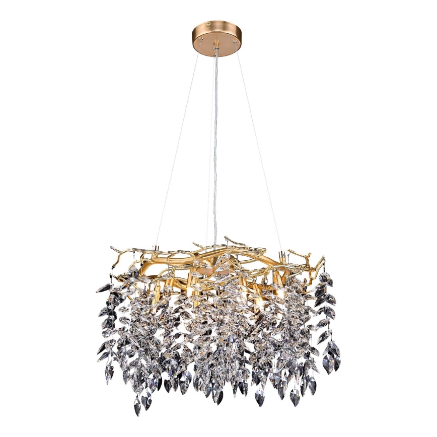 Kristall-Kronleuchter an Schnur 9xG9/40W/230V golden