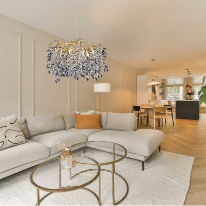 Kristall-Kronleuchter an Schnur 9xG9/40W/230V golden