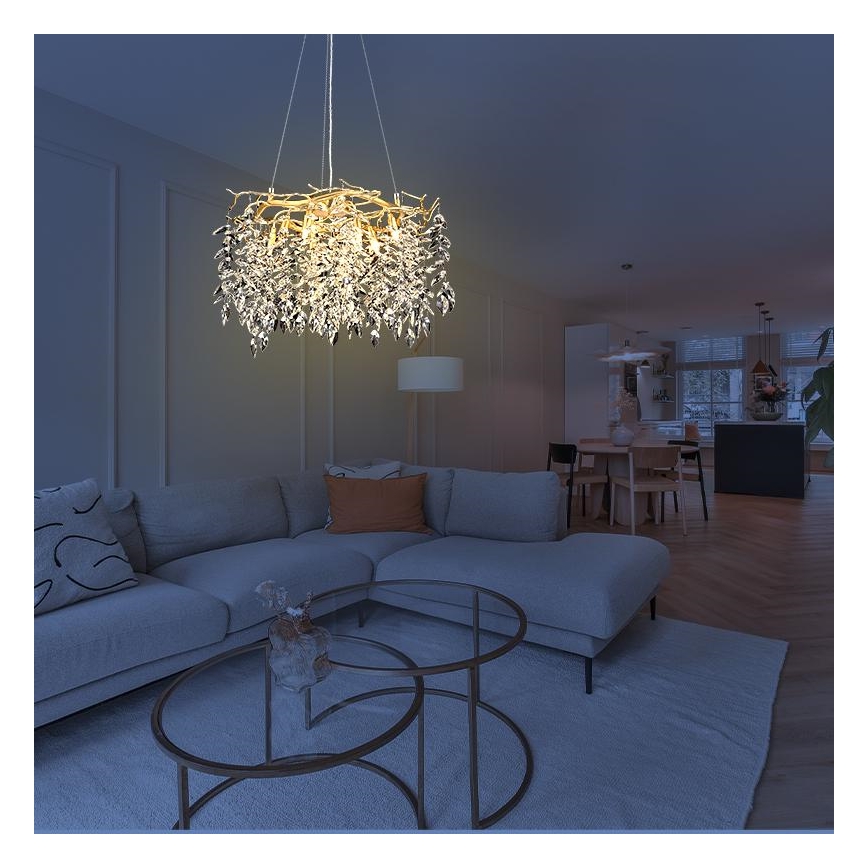 Kristall-Kronleuchter an Schnur 9xG9/40W/230V golden