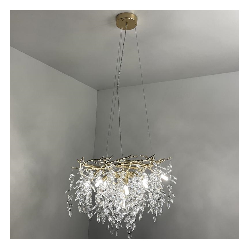 Kristall-Kronleuchter an Schnur 9xG9/40W/230V golden