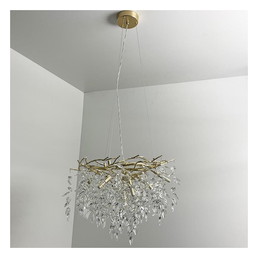 Kristall-Kronleuchter an Schnur 9xG9/40W/230V golden