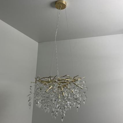 Kristall-Kronleuchter an Schnur 9xG9/40W/230V golden