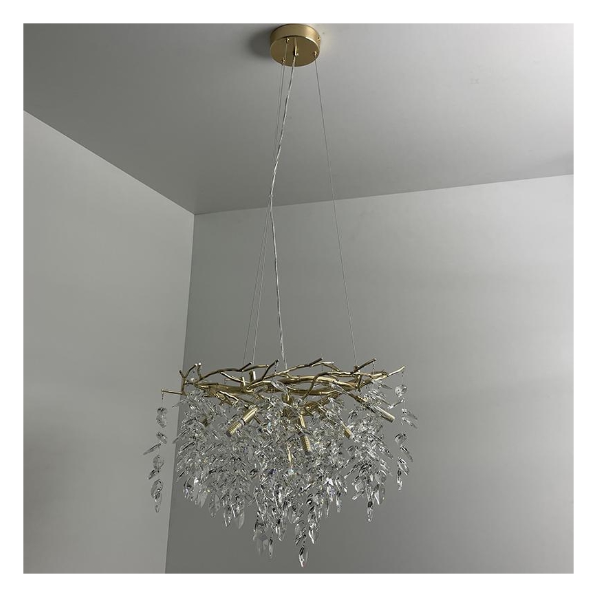 Kristall-Kronleuchter an Schnur 9xG9/40W/230V golden