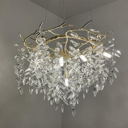 Kristall-Kronleuchter an Schnur 9xG9/40W/230V golden