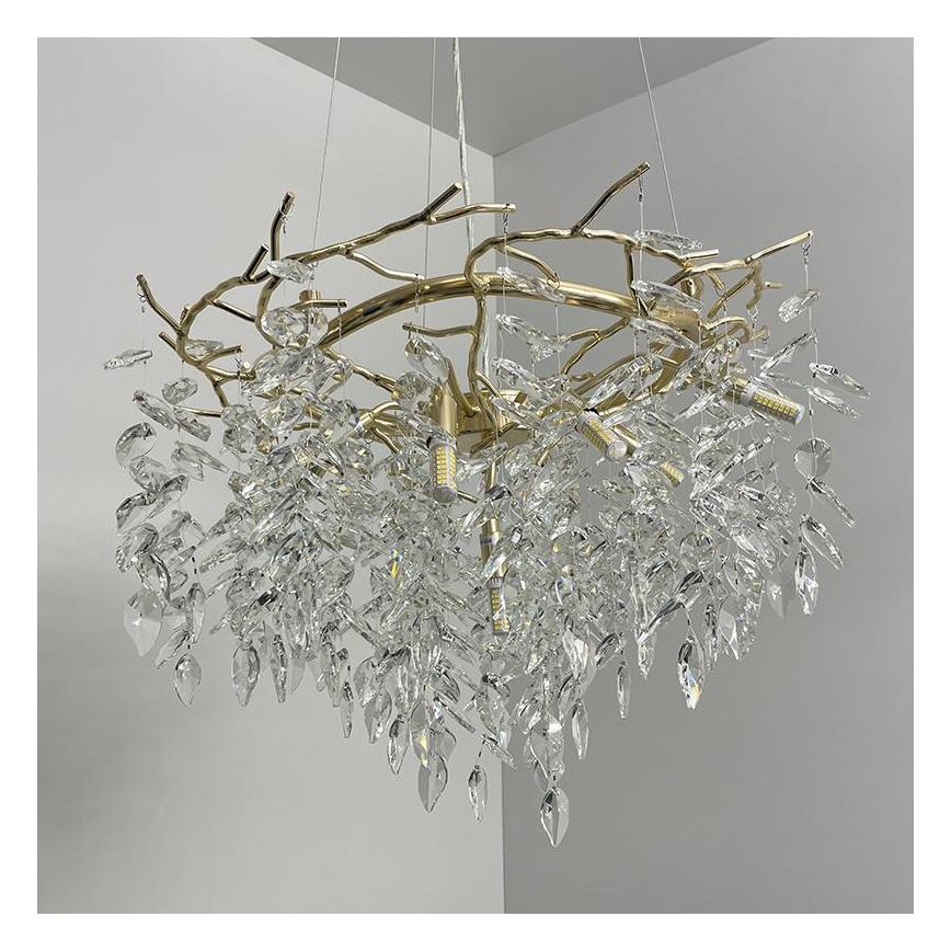 Kristall-Kronleuchter an Schnur 9xG9/40W/230V golden
