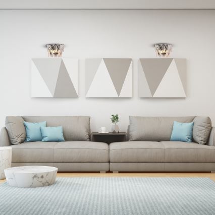 Kristall-Wandleuchte CHELSEA 2xE14/40W/230V glänzendes Chrom