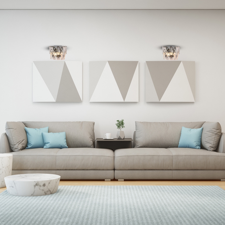 Kristall-Wandleuchte CHELSEA 2xE14/40W/230V glänzendes Chrom