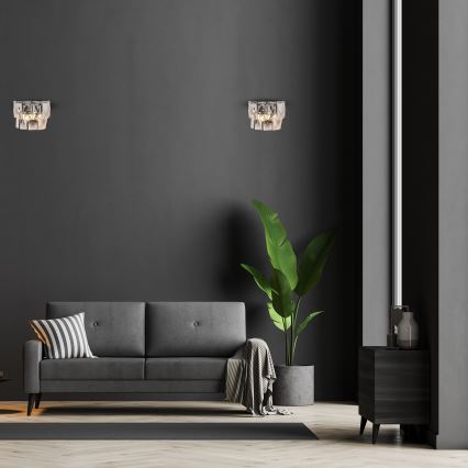 Kristall-Wandleuchte CHELSEA 2xE14/40W/230V glänzendes Chrom
