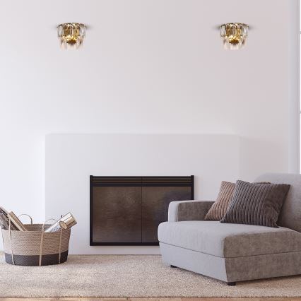 Kristall-Wandleuchte CHELSEA 2xE14/40W/230V gold