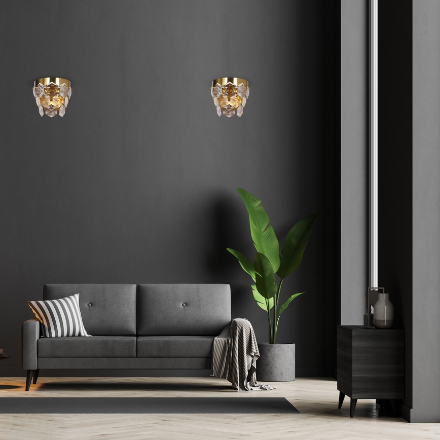 Kristall-Wandleuchte GRACE 2xE14/40W/230V gold