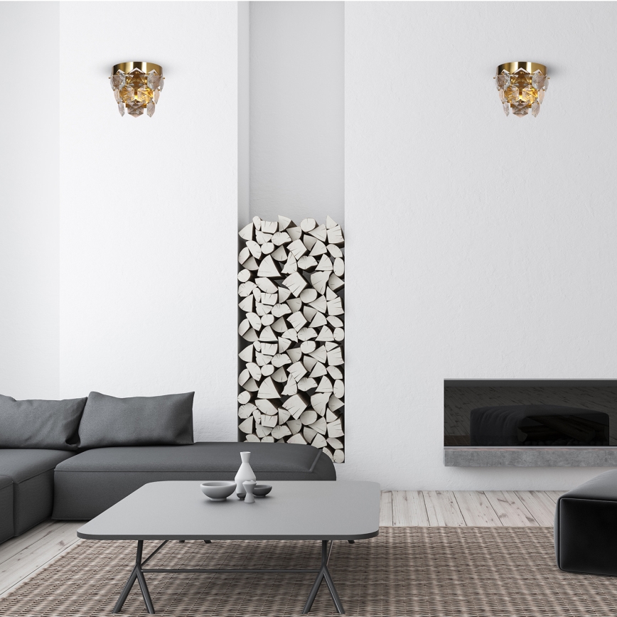 Kristall-Wandleuchte GRACE 2xE14/40W/230V gold