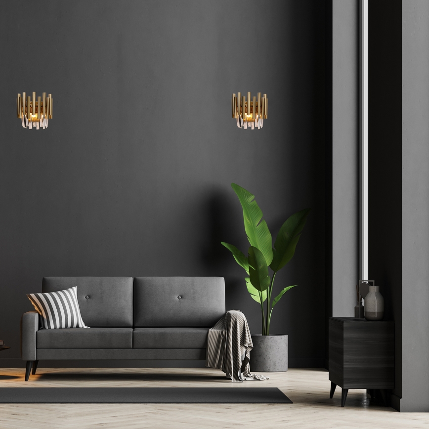 Kristall-Wandleuchte MADISON 2xE14/40W/230V gold