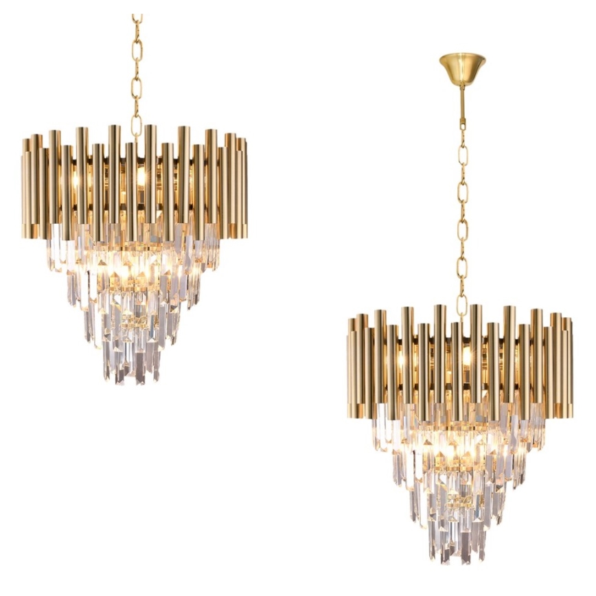 Kristallkronleuchter an einer Kette MADISON 9xE14/40W/230V gold